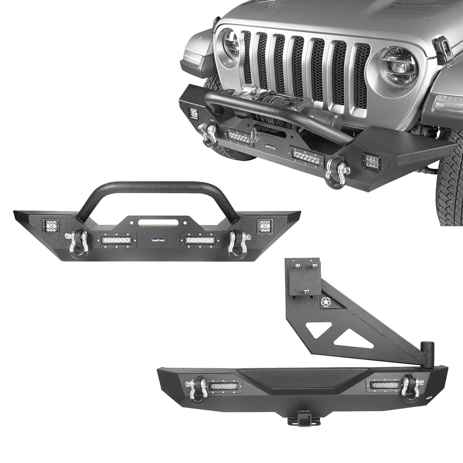 Jeep JL Rear Bumper w/2 Hitch Receiver for 2018-2024 Jeep