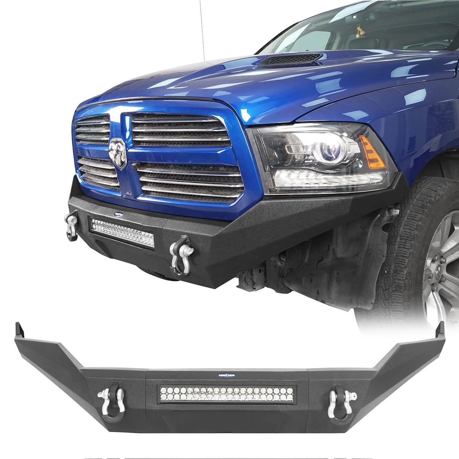 Ram Full-Width Front Bumper w/LED Light Bar for 2013-2018 Ram 1500