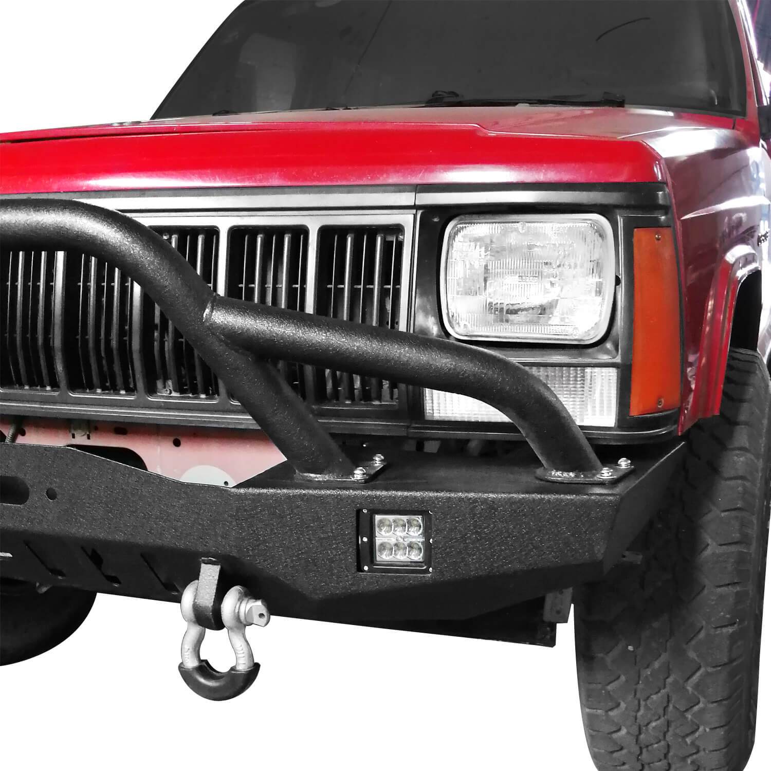 Full Width Front Bumper w/2 ¡Á18W LED Spotlights for 1984-2001 Jeep ...